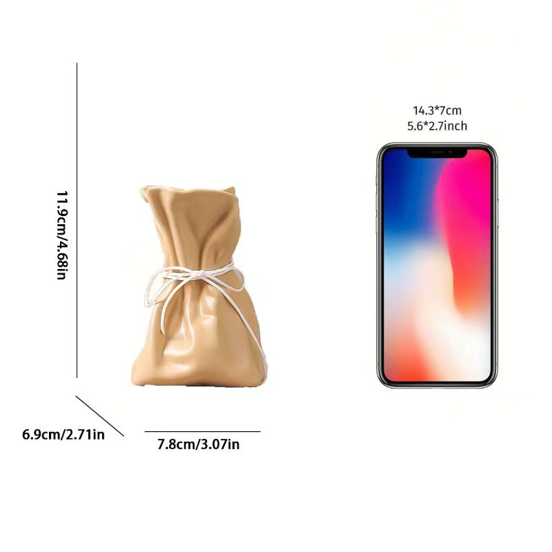 Yellow And White Chic Money Bag Inspired Vase - Modern Resin Decorative Flower Holder &amp; Tabletop Accent(Use the mobile phone as a reference for size)