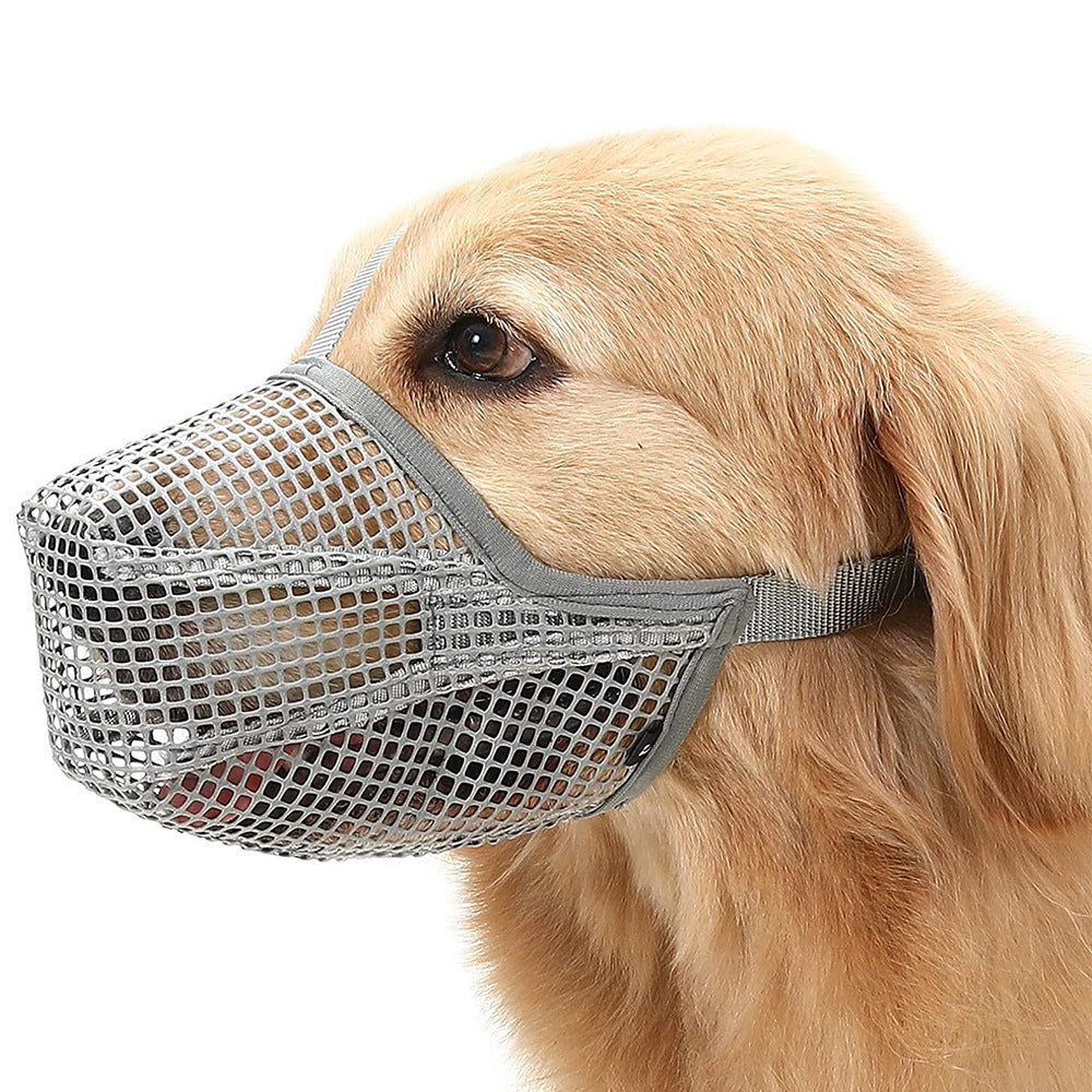 2 Pcs Size XS Grey Breathable Mesh Dog Muzzle - Anti-Barking, Biting &amp; Chewing - Adjustable &amp; Comfortable Nylon Muzzle for Dogs