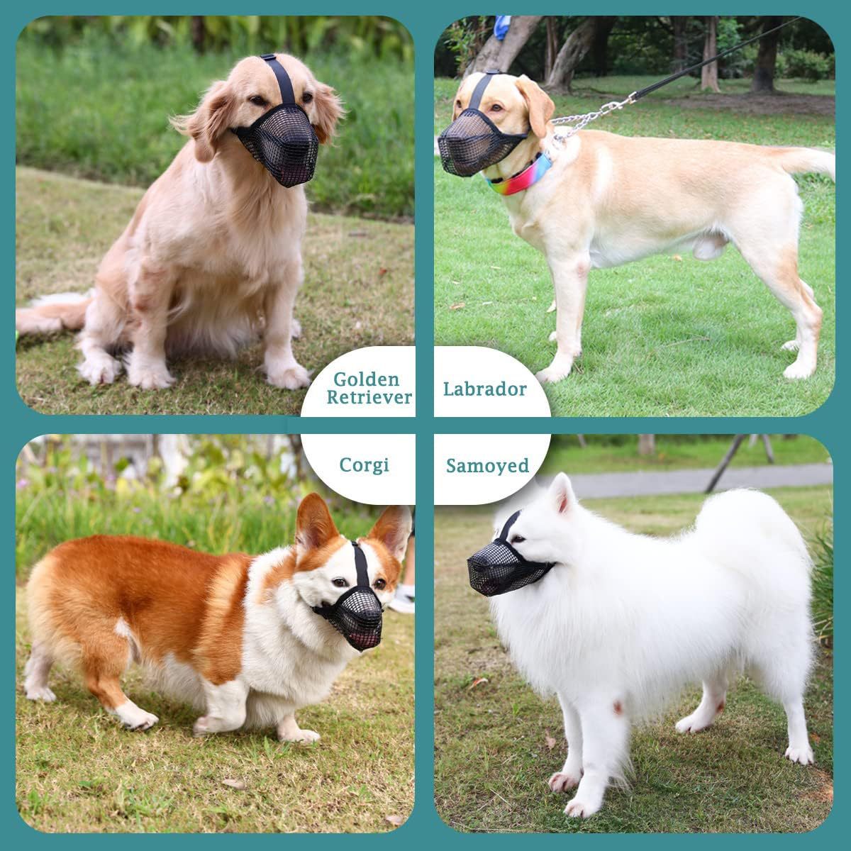 2 Pcs Size XS Grey Breathable Mesh Dog Muzzle - Anti-Barking, Biting & Chewing - Adjustable & Comfortable Nylon Muzzle for Dogs