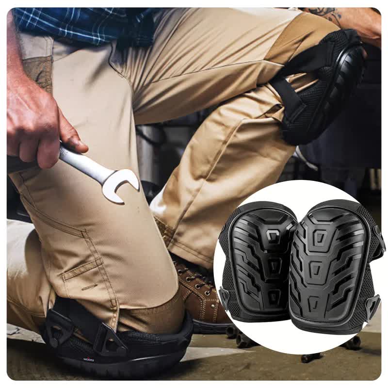 1 Pair Black Professional Hard Shell Knee Pads - Heavy Duty Protection for Work, Construction, Gardening & Outdoor Sports