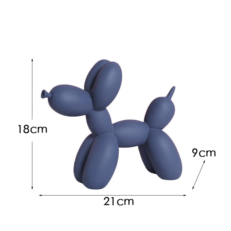 Dark Blue Modern Resin Balloon Dog Sculpture - Playful Art Figurine with Golden Snout Accent