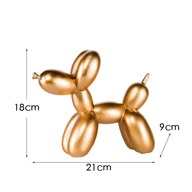 Gold Modern Resin Balloon Dog Sculpture - Playful Art Figurine with Golden Snout Accent