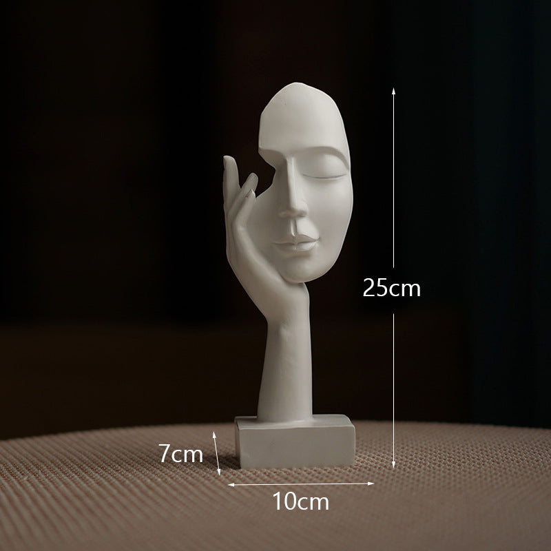 White Style 1 Elegant Abstract Face Sculpture - Modern Resin Art Figurine, Hand &amp; Mask Home Decor Accent