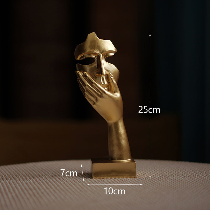 Gold Style 2 Elegant Abstract Face Sculpture - Modern Resin Art Figurine, Hand &amp; Mask Home Decor Accent