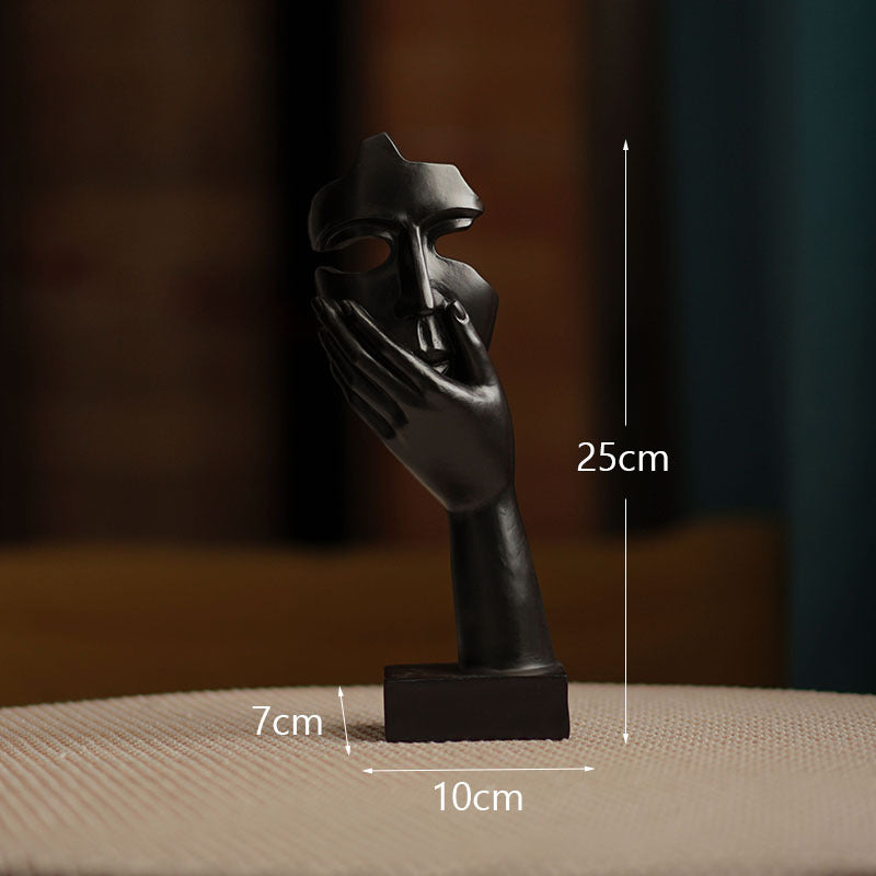 Black Style 2 Elegant Abstract Face Sculpture - Modern Resin Art Figurine, Hand &amp; Mask Home Decor Accent