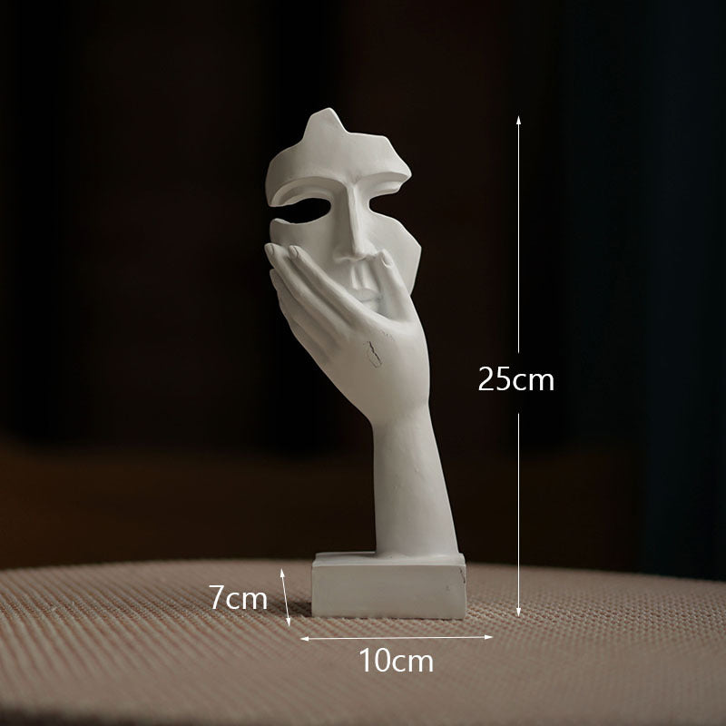 White Style 2 Elegant Abstract Face Sculpture - Modern Resin Art Figurine, Hand &amp; Mask Home Decor Accent