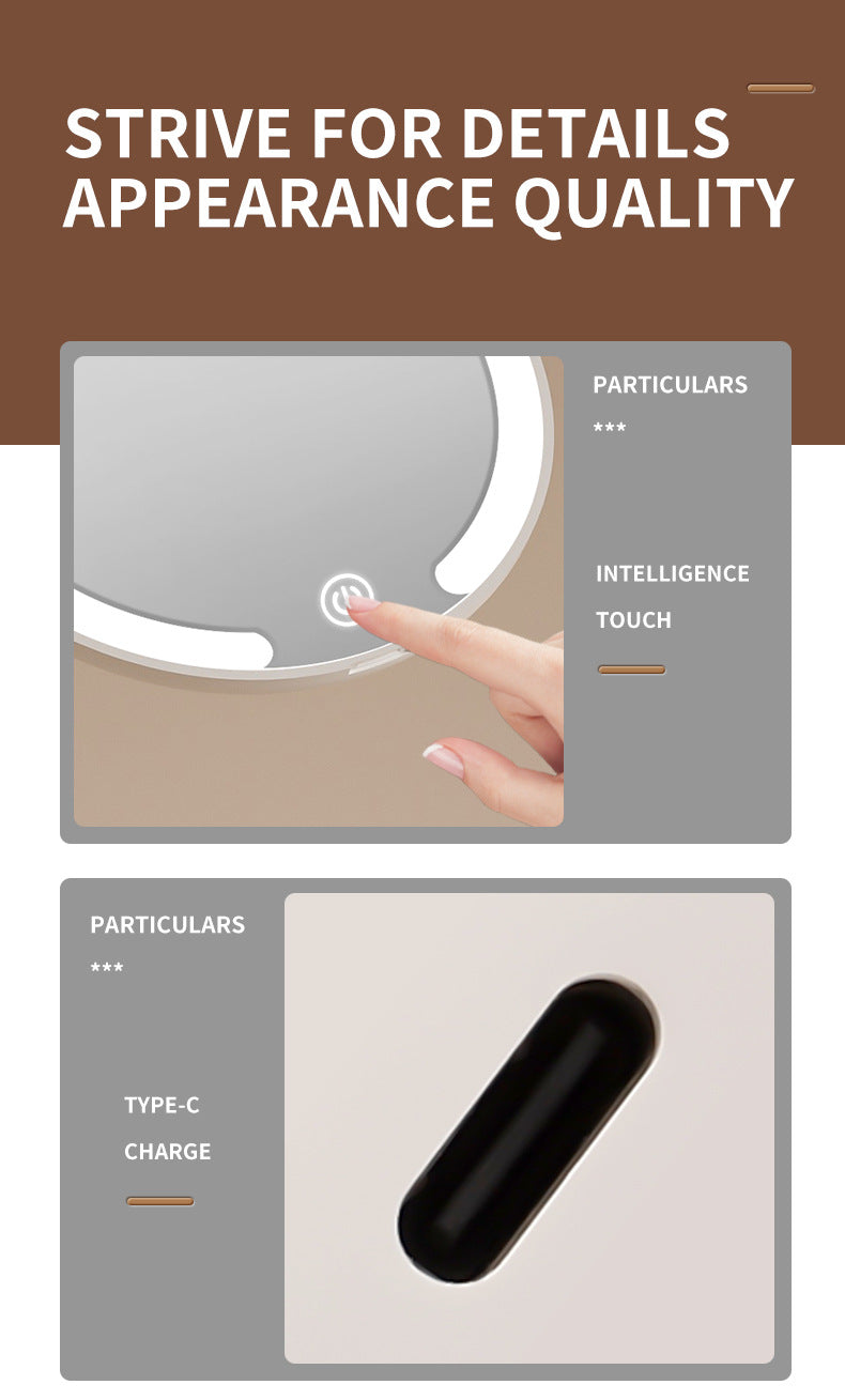 White LED Travel Makeup Mirror - Rechargeable Compact Mirror with 3 Color Lights, 1x/5x Magnification & Smart Auto On/Off
