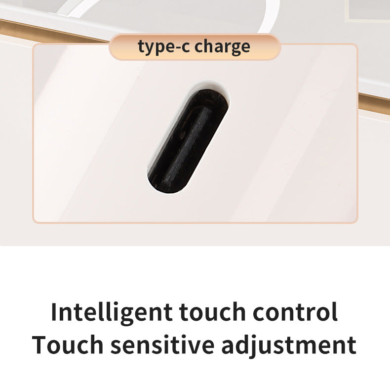 White Small Round Foldable LED Makeup Mirror - 18.5cm Desktop Vanity with 3 Color Lights & Stepless Dimming