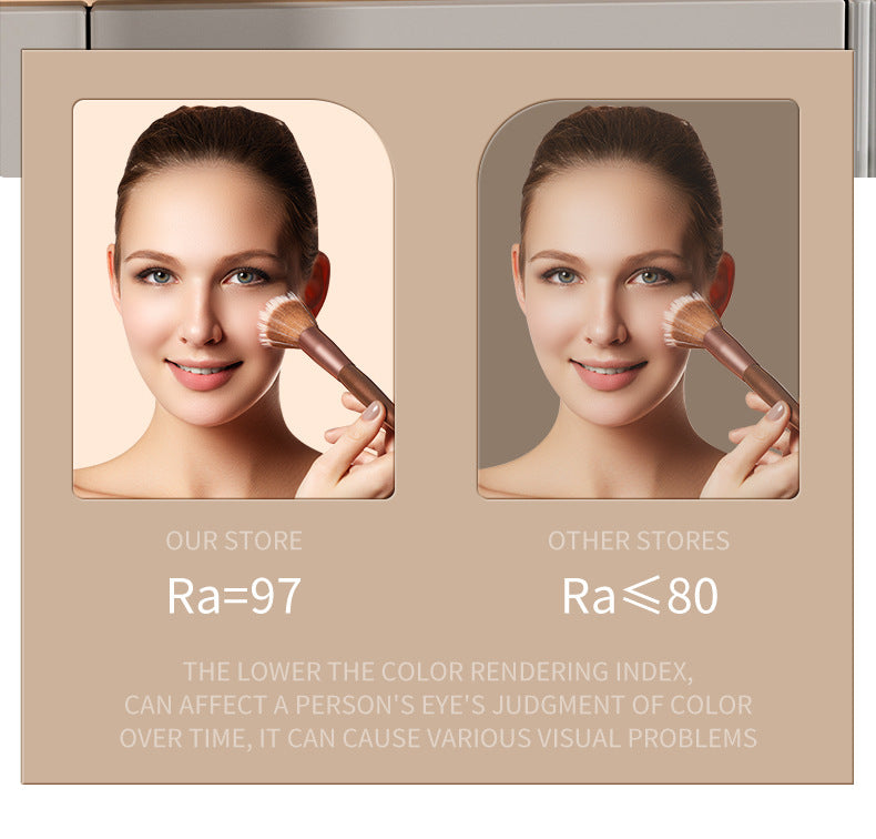 White Professional LED Vanity Mirror - 3 Color Lights, Stepless Dimming & Adjustable Rotating Stand, USB-C Rechargeable