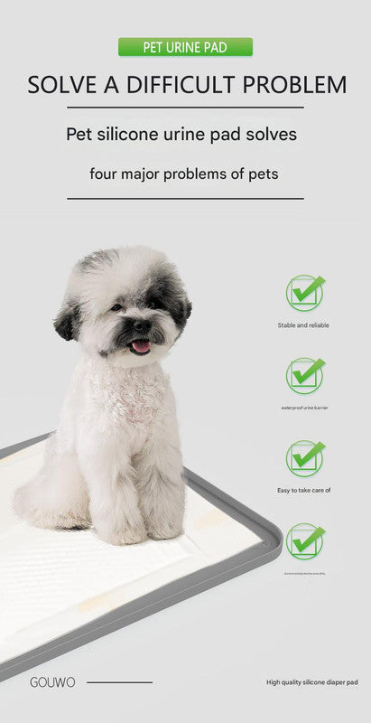 Grey Reusable Silicone Pet Pee Pad Holder - Non-Slip Training Tray with Spill-Proof Edges for Dogs & Puppies(81cm x 54cm)