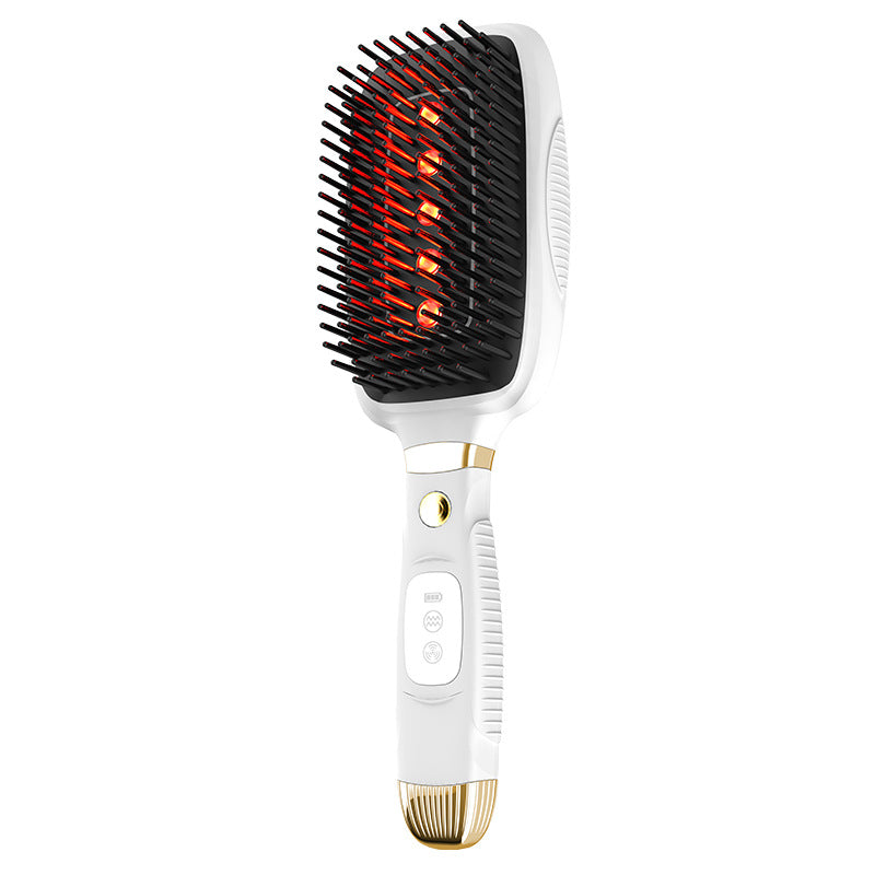 White Advanced 3-in-1 Scalp &amp; Hair Care Massage Comb - Red Light Therapy, EMS Microcurrent &amp; Vibration for Healthy Hair Growth
