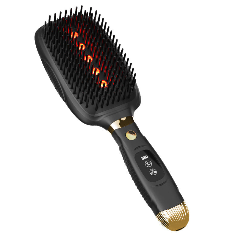 Black Advanced 3-in-1 Scalp &amp; Hair Care Massage Comb - Red Light Therapy, EMS Microcurrent &amp; Vibration for Healthy Hair Growth