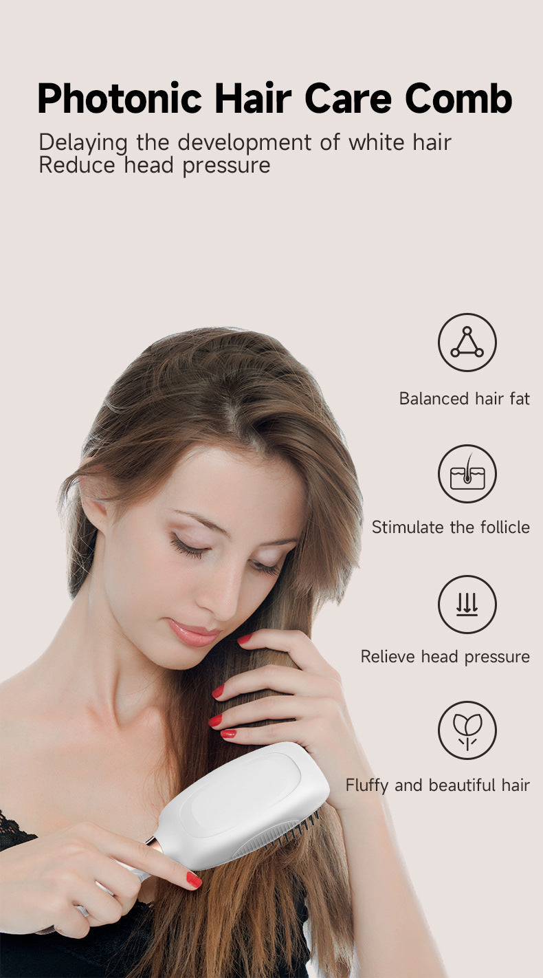 Black Advanced 3-in-1 Scalp & Hair Care Massage Comb - Red Light Therapy, EMS Microcurrent & Vibration for Healthy Hair Growth