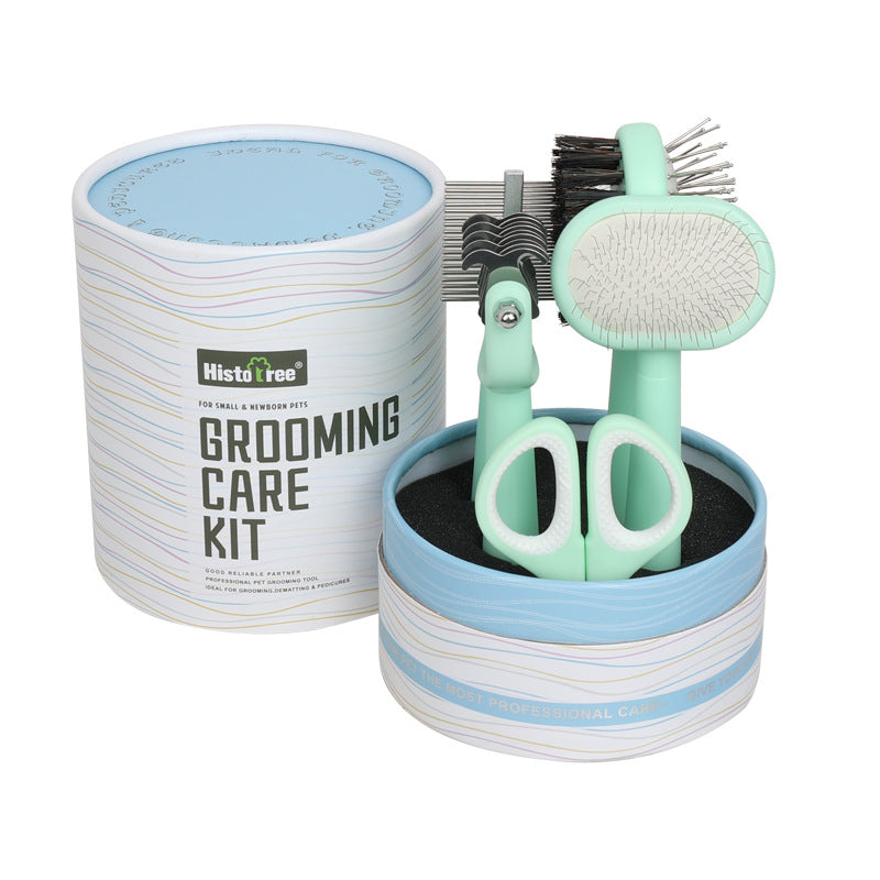 Green And Blue Complete 5-in-1 Pet Grooming Care Kit - Professional Deshedding Brushes, Combs &amp; Nail Clippers Set for Dogs &amp; Cats