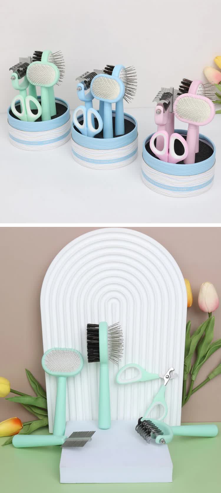 Blue Complete 5-in-1 Pet Grooming Care Kit - Professional Deshedding Brushes, Combs &amp; Nail Clippers Set for Dogs &amp; Cats