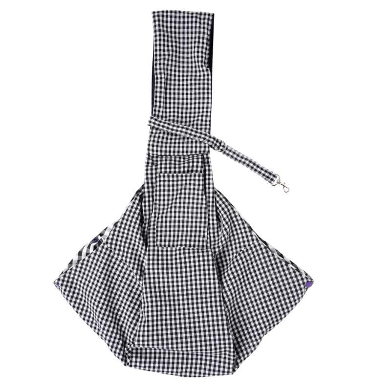 Black and White Checkered Comfortable Pet Sling Carrier for Small Dogs &amp; Cats - Breathable Cotton Checkered Bag, Hands-Free, Safety Features