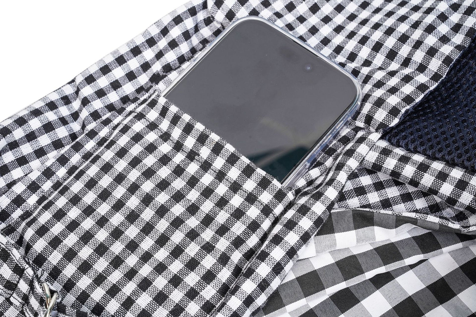 Black and White Checkered Comfortable Pet Sling Carrier for Small Dogs & Cats - Breathable Cotton Checkered Bag, Hands-Free, Safety Features