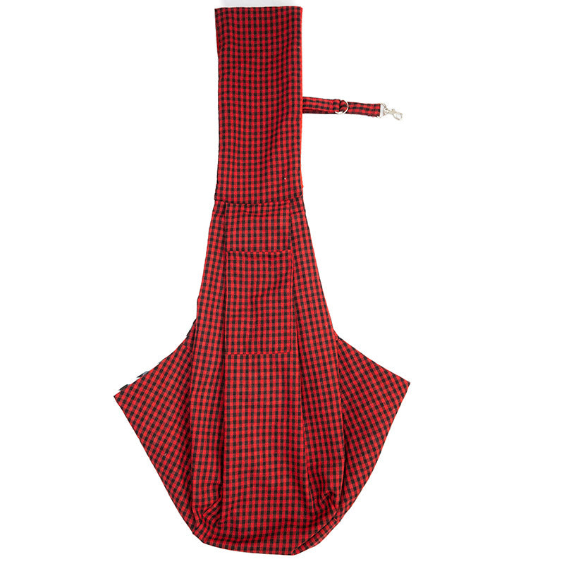 Black and Red Checkered Comfortable Pet Sling Carrier for Small Dogs &amp; Cats - Breathable Cotton Checkered Bag, Hands-Free, Safety Features