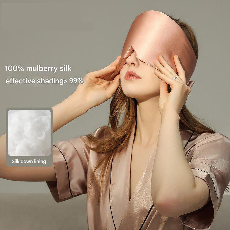 Black Luxury 19 Momme Mulberry Silk Sleep Mask - Total Blackout Comfort, Wide Design & Adjustable Strap