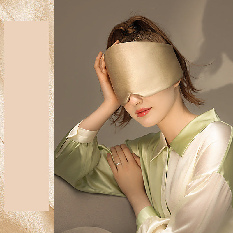 Champagne Luxury 19 Momme Mulberry Silk Sleep Mask - Total Blackout Comfort, Wide Design &amp; Adjustable Strap