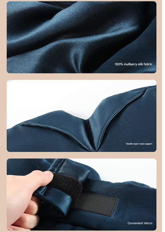 Champagne Luxury 19 Momme Mulberry Silk Sleep Mask - Total Blackout Comfort, Wide Design & Adjustable Strap