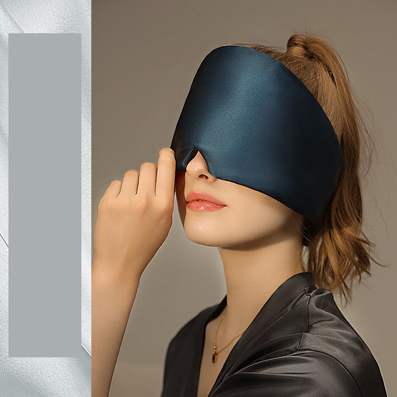 Blue Luxury 19 Momme Mulberry Silk Sleep Mask - Total Blackout Comfort, Wide Design &amp; Adjustable Strap