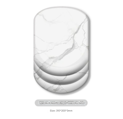 White Ergonomic Mouse Pad with 3D Silicone Gel Wrist Rest - Stylish Comfort &amp; Support for Office &amp; Home
