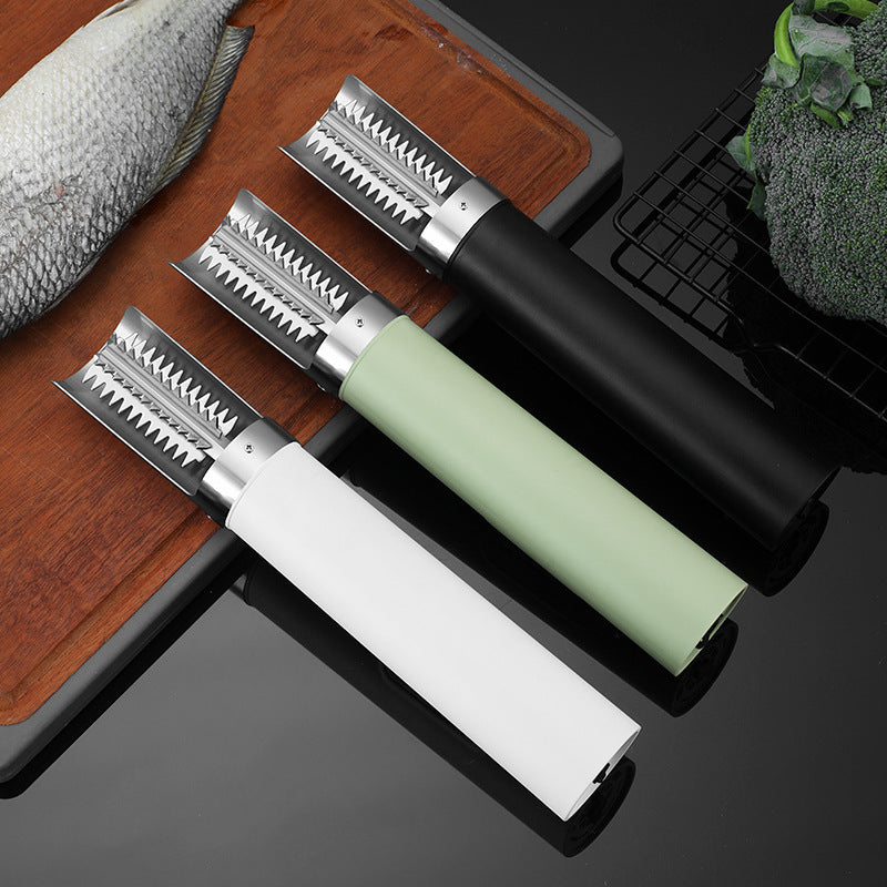 Black Cordless Electric Fish Scaler - Rechargeable 3000mAh Power, Stainless Steel Blade, Mess-Free Fish Cleaning Tool