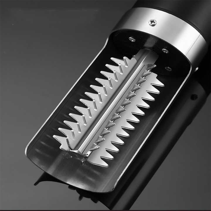 Black Cordless Electric Fish Scaler - Rechargeable 3000mAh Power, Stainless Steel Blade, Mess-Free Fish Cleaning Tool