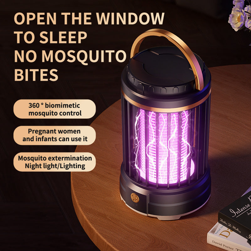 Dark Blue Portable 3-in-1 Electric Mosquito Zapper Lamp - UV Bug Killer, Warm Night Light & Bright Lantern, USB Plug-in use