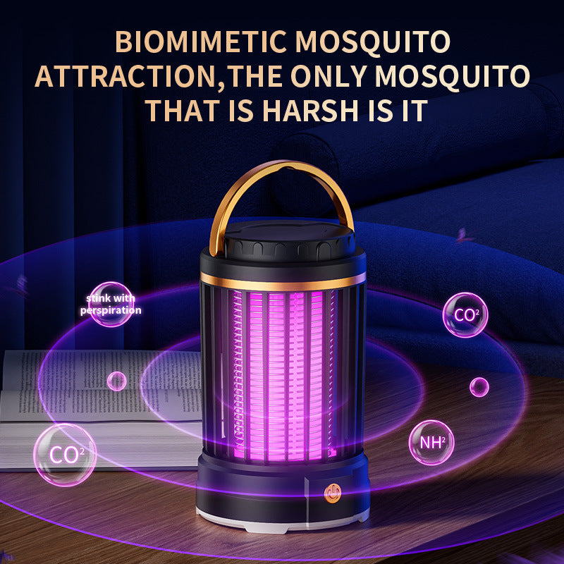 USB Rechargeable Dark Blue Portable 3-in-1 Electric Mosquito Zapper Lamp - UV Bug Killer, Warm Night Light & Bright Lantern