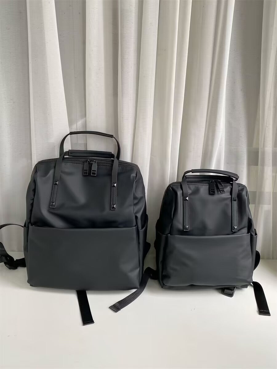 Size L Black Stylish Waterproof Nylon Backpack - Lightweight, Multi-Pocket for Travel, Commute & Daily Use