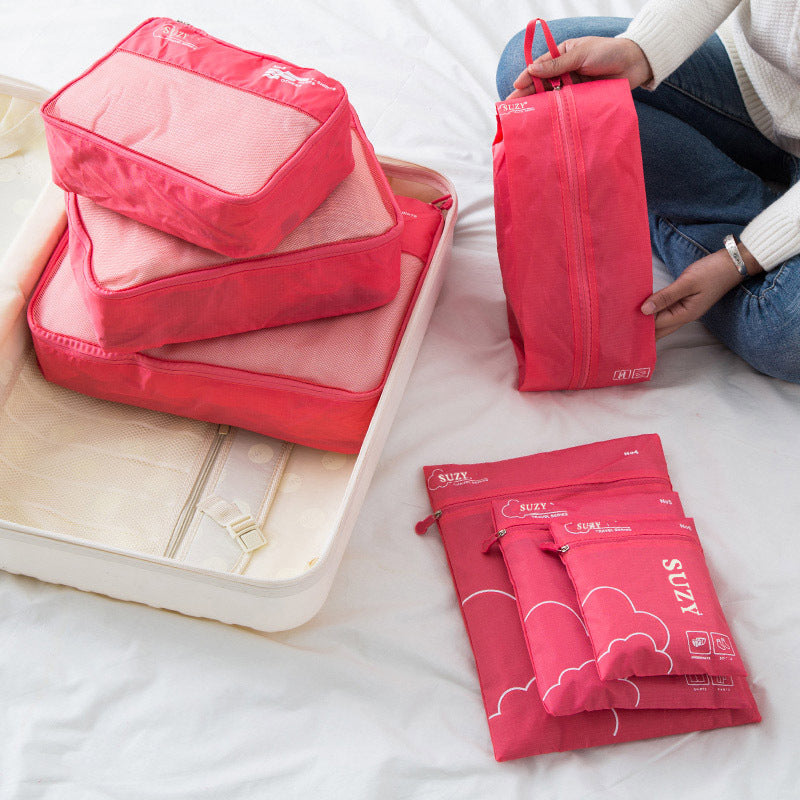 Dark Pink 7-Piece Travel Packing Cubes &amp; Organizer Set - Lightweight Luggage Storage Bags for Clothes, Shoes &amp; Toiletries