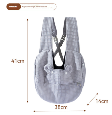 Grey Soft Quilted Pet Carrier Backpack - Front Pack for Small Dogs &amp; Cats (Up to 6kg) | Secure X-Straps, Breathable Design