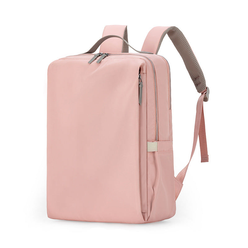Pink Slim Minimalist Laptop Backpack - Shockproof &amp; Anti-Theft Design, Travel-Friendly with Luggage Strap, Water-Resistant
