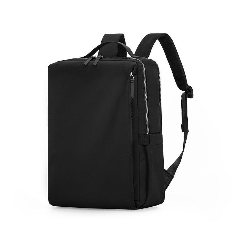 Black Slim Minimalist Laptop Backpack - Shockproof &amp; Anti-Theft Design, Travel-Friendly with Luggage Strap, Water-Resistant