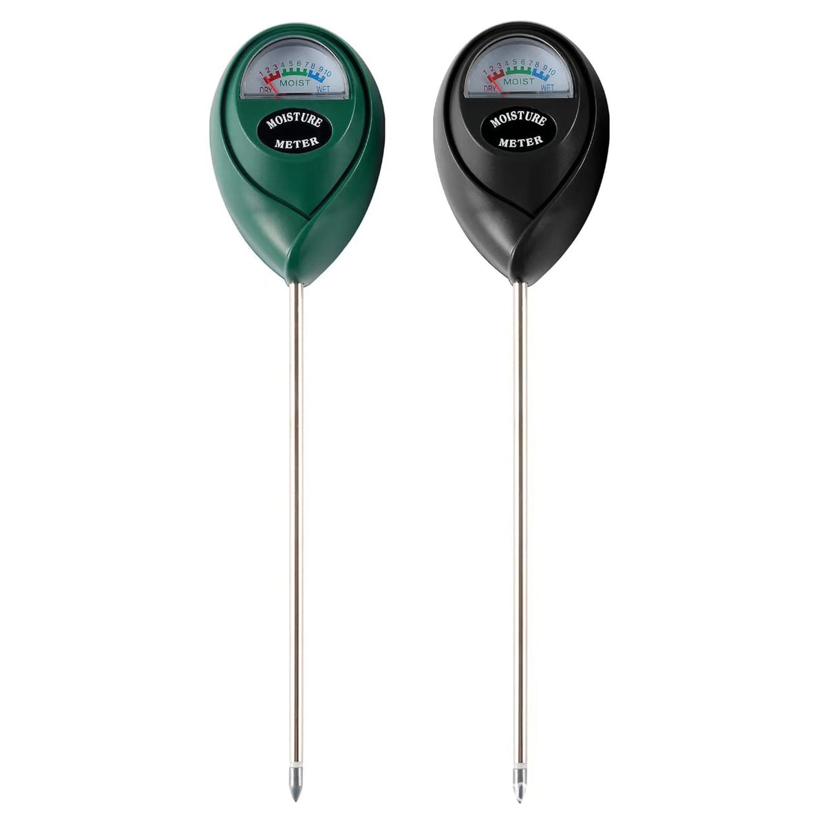 2 Pcs (1 Green + 1 Black) Soil Moisture Meter - Accurate Plant Water Monitor for Garden &amp; Potted Plants, No Batteries Needed