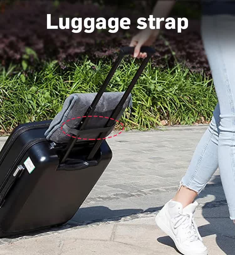 Dark Blue 2-in-1 Plush Travel Blanket & Pillow Set - Soft Flannel with Luggage Strap & Carabiner (50x60in)