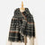 Black Chic Plaid Winter Scarf - Large Soft Polyester Shawl Wrap with Tassels, Korean Inspired Fashion