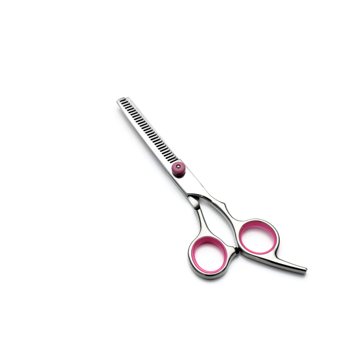 Pink and Silver Complete 5-Piece Pet Grooming Scissors Kit - Stainless Steel Straight, Curved & Thinning Shears with Comb & PU Case (6.0 Inch)