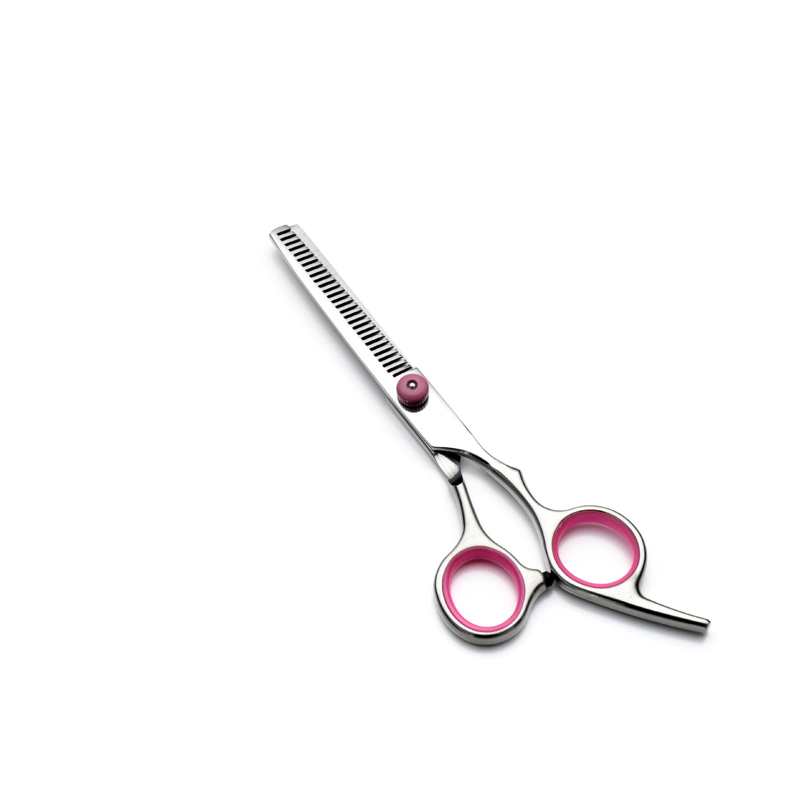 Pink and Silver Complete 5-Piece Pet Grooming Scissors Kit - Stainless Steel Straight, Curved & Thinning Shears with Comb & PU Case (6.0 Inch)