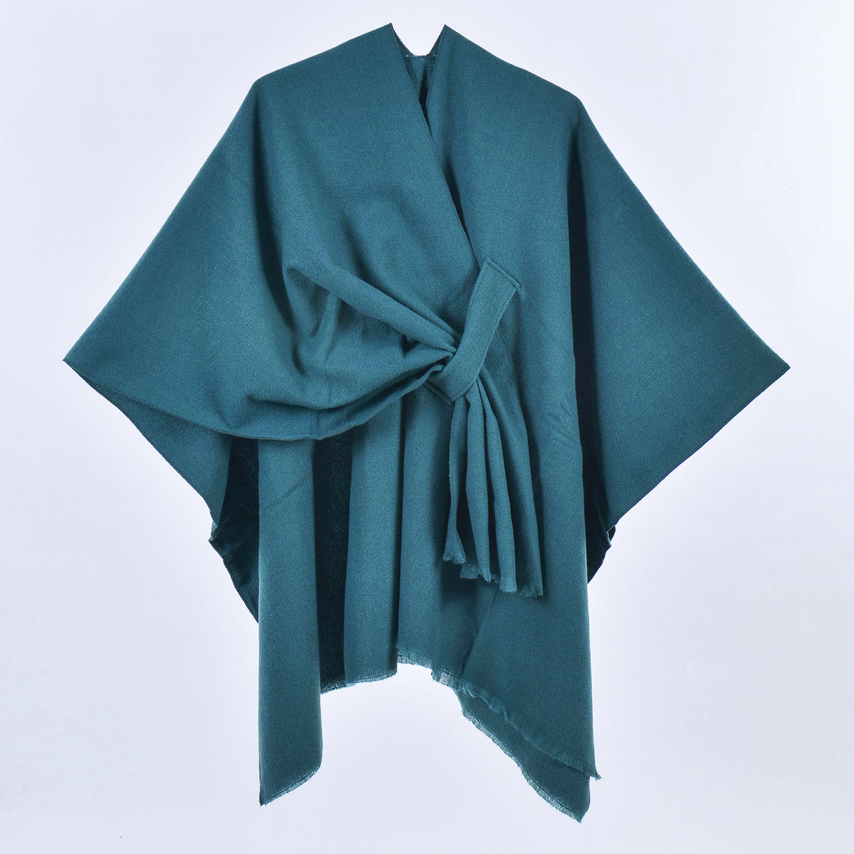 Dark Green Elegant Soft Knit Poncho Cape - Warm Autumn Winter Shawl Wrap with Side Tie, Thick &amp; Luxurious Feel