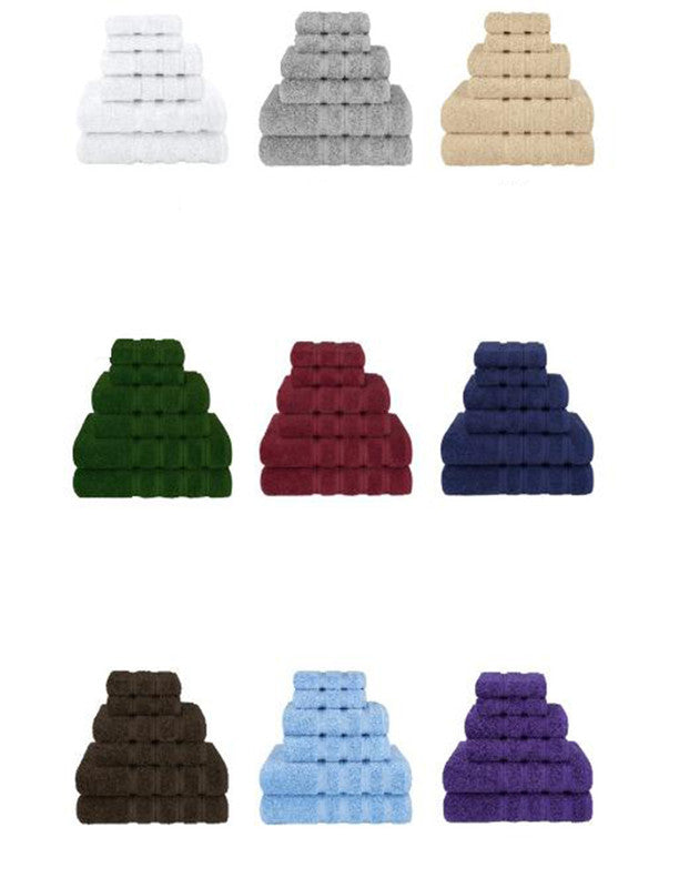 Dark Blue Luxury 6-Piece Combed Cotton Towel Bale Set - Ultra Soft & Absorbent Bath, Hand, Face Towels