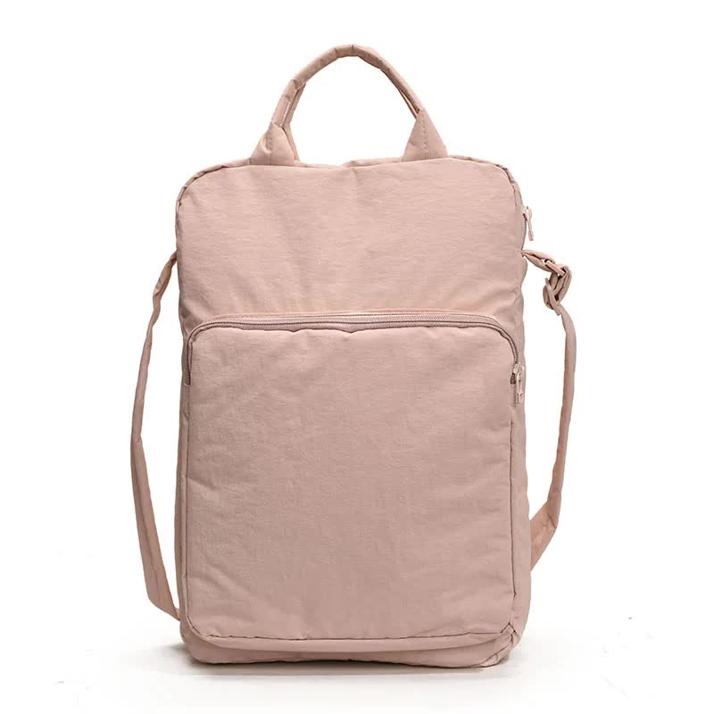 Pink Lightweight Nylon Vertical Crossbody Tote Bag - Casual Shoulder Bag with Adjustable Strap &amp; Pockets
