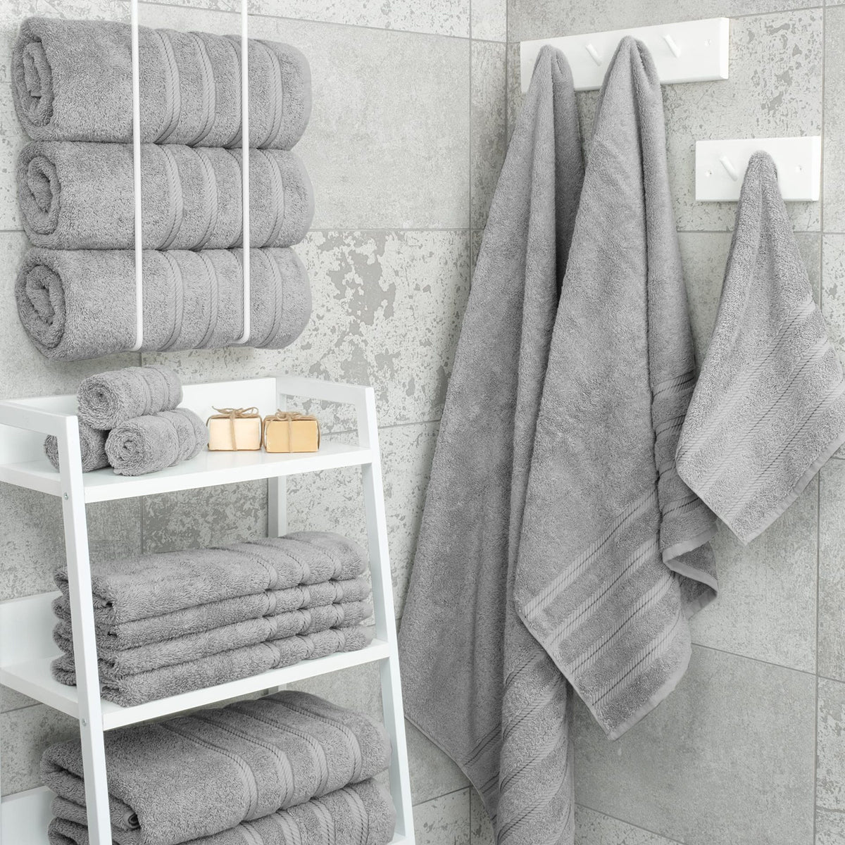 Black Luxury 6-Piece Combed Cotton Towel Bale Set - Ultra Soft & Absorbent Bath, Hand, Face Towels