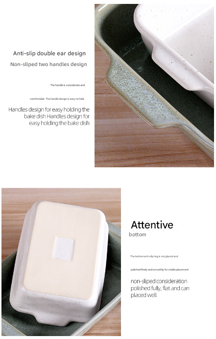 White Elegant Speckled Ceramic Rectangular Baking Dish - 800ML Oven & Microwave Safe Casserole Pan with Handles