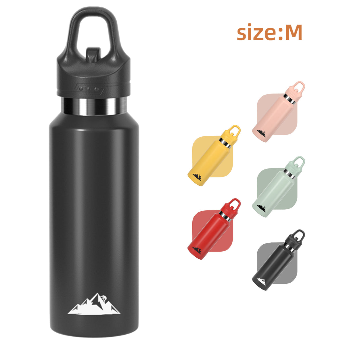 Black 480ml Insulated Stainless Steel Water Bottle - Leakproof One-Click Lid Thermal Flask for Hot &amp; Cold Drinks