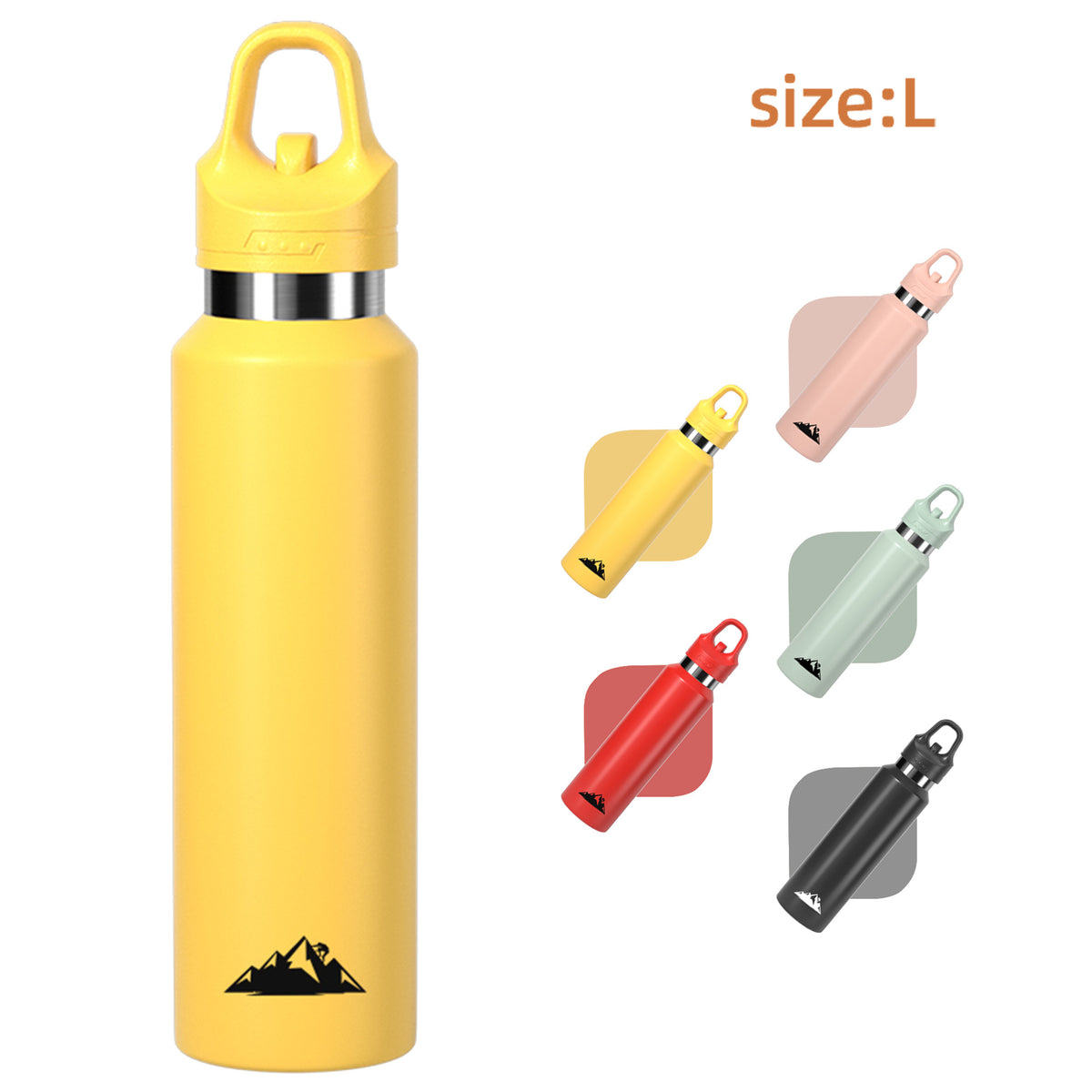 Yellow 480ml Insulated Stainless Steel Water Bottle - Leakproof One-Click Lid Thermal Flask for Hot &amp; Cold Drinks
