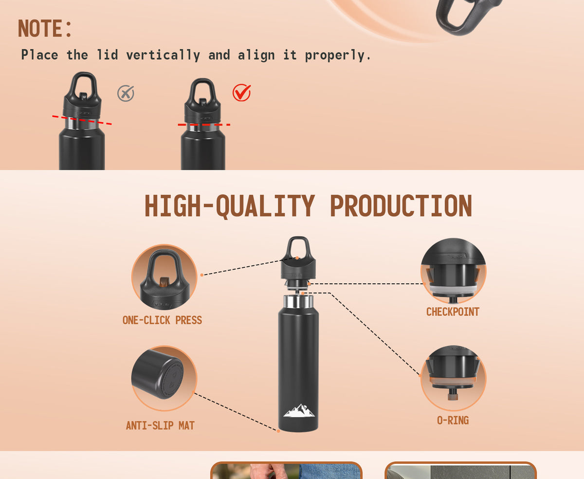 Green 680ml Insulated Stainless Steel Water Bottle - Leakproof One-Click Lid Thermal Flask for Hot & Cold Drinks