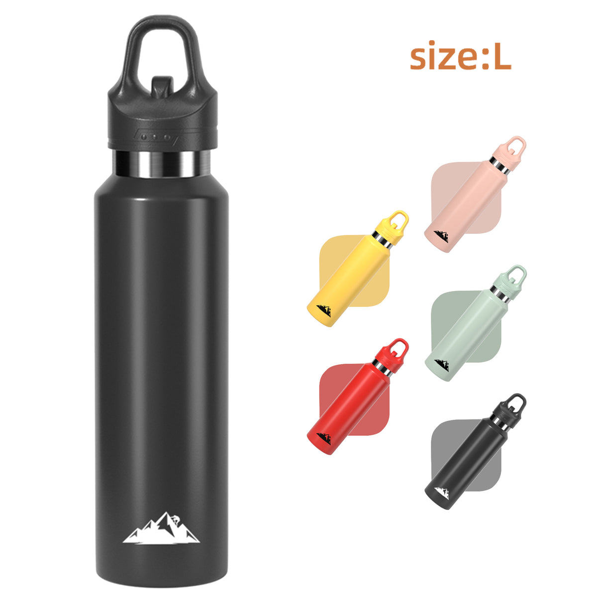 Black 680ml Insulated Stainless Steel Water Bottle - Leakproof One-Click Lid Thermal Flask for Hot &amp; Cold Drinks